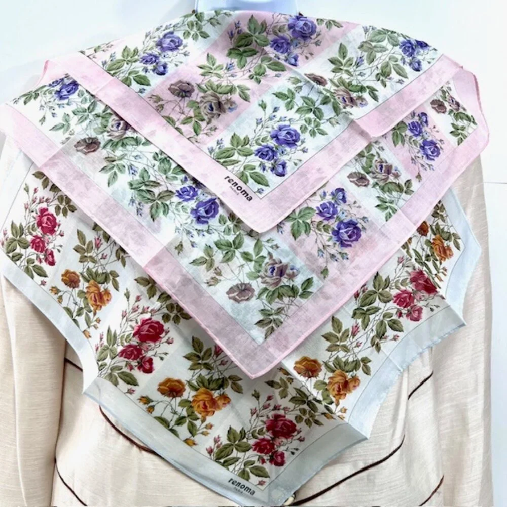 New Set of 2 RENOMA Paris Handkerchief , coton 17